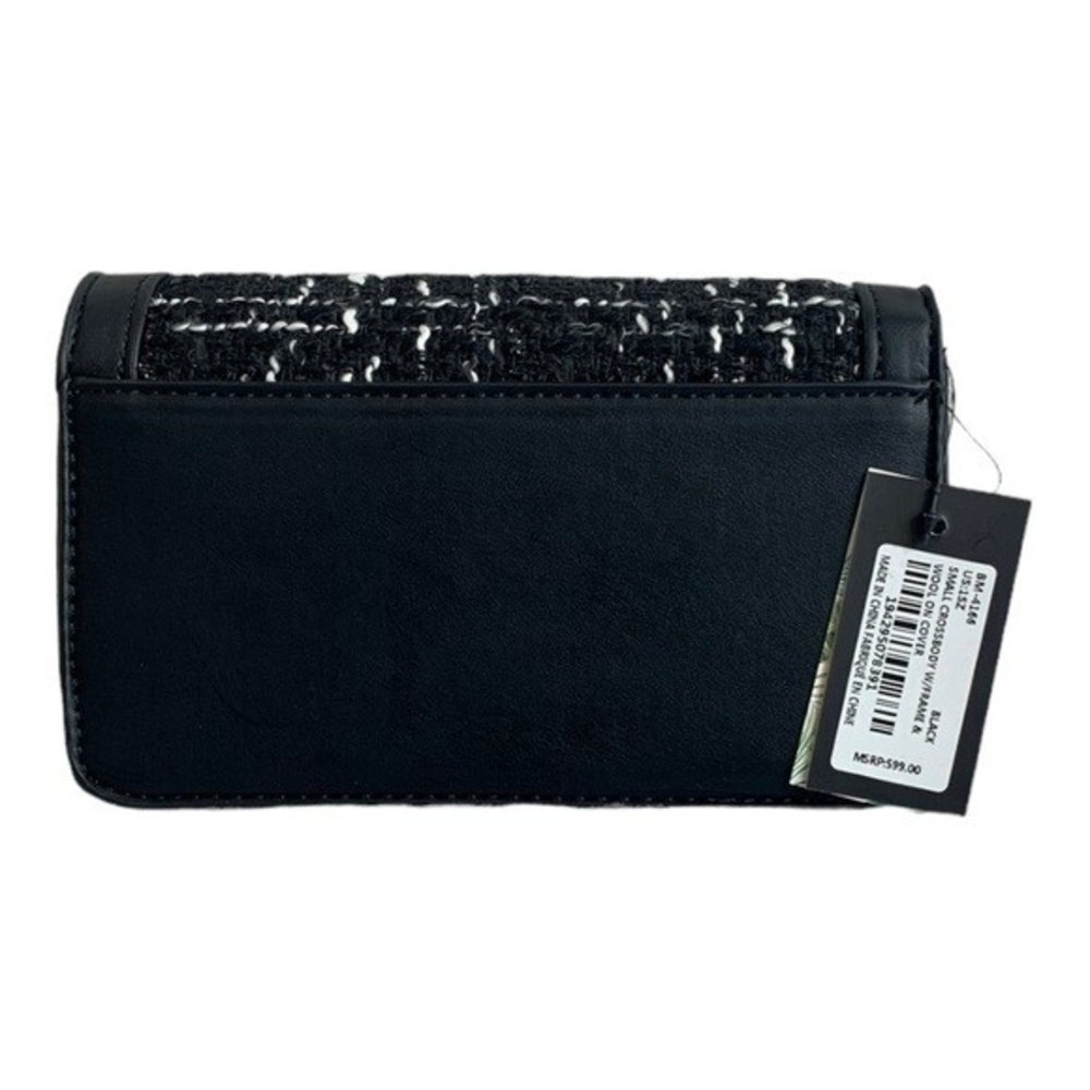 Badgley Mischka Wool Vegan Leather Plaid Crossbody Tote Purse Women’s Bag NWT - Picture 4 of 8